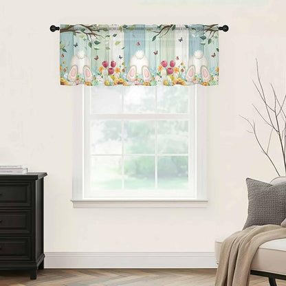 Easter Sheer Valances for Windows 60"x18", Light Filtering Kitchen Curtains - Image 9