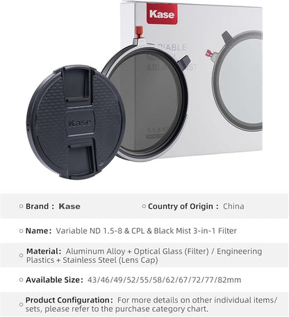 Kase 67mm Variable ND1.5-8 & CPL & Black Mist 3 in 1 Filter - Image 9