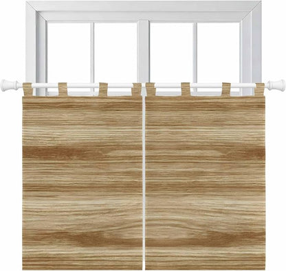 Light Brown Wood Grain Kitchen Curtains 45 Inch Length, Short Cafe Window by Unknown