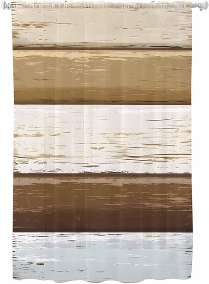 Sheer Curtains 72 Inches Long, Wood Grain Brown Semi Sheer Curtains Light by Unknown