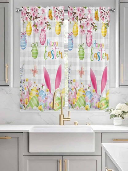 Happy Easter Living Room Curtains 72 Inches length, Spring Watercolor Bunny - Image 3