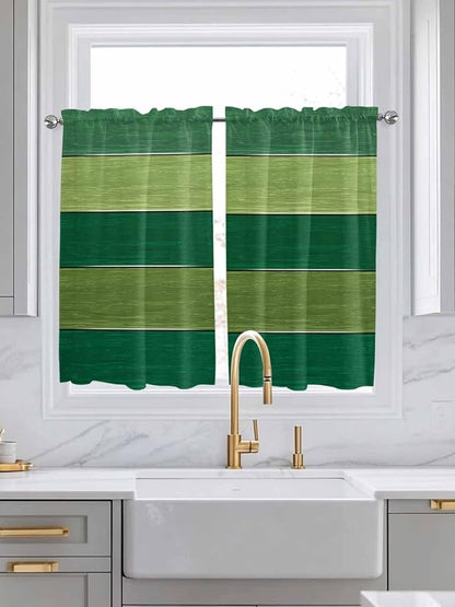 Farm Retro Green Wood Grain Window Valance Curtains, Rustic Wooden Plank - Image 2