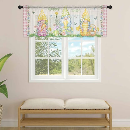 Easter Sheer Valances for Windows 42"x18", Light Filtering Kitchen Curtains - Image 4