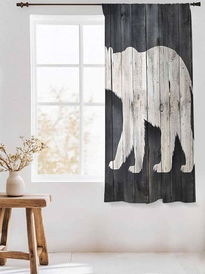 Sheer Curtains 63 Inch Length, Rustic Counrty Vintage Wood Grain Privacy Voile - Image 3