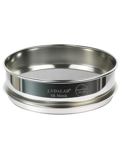 All 304 Stainless Steel 50 Mesh Test Sieve, 8Inch/20cm Diameter, Powder Sifter by LVDALAB