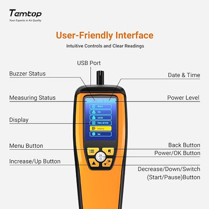 Temtop Air Quality Monitor CO2 Detector Professional Carbon Dioxide PM2.5 PM10 - Image 7