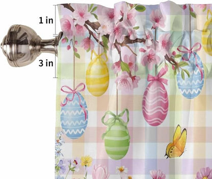 Happy Easter Half Window Curtain 36 Inches Long, Spring Bunny Colorful Eggs - Image 6