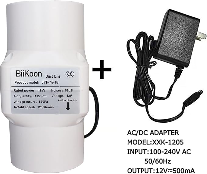 3 Inch/75mm Inline Duct Fan 12V 18W Variable Vent Blower Plastic Air Extractor - Image 4
