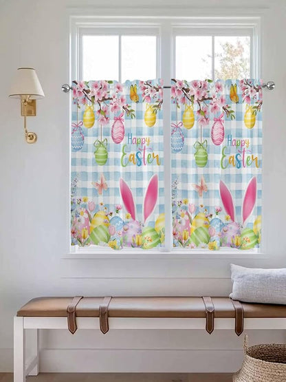 Happy Easter Kitchen Curtains 54 Inches length, Spring Watercolor Bunny Eggs - Image 4