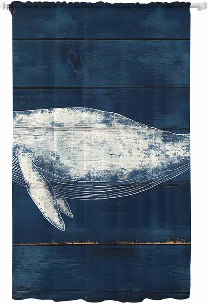 Sheer Curtains 96 Inches Long, Summer Whale Semi Sheer Curtains Light Filtering by Unknown