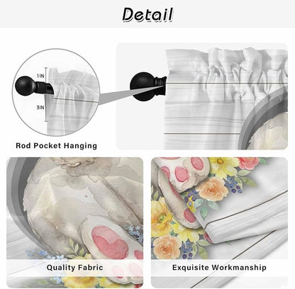 Easter Bunny Kitchen Tier Curtains 36 Inch Long 2 Panel Set, Rod Pocket Half - Image 9