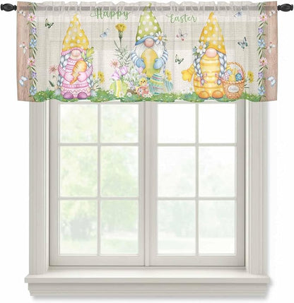 Easter Sheer Valances for Windows 54"x18", Light Filtering Kitchen Curtains by Unknown
