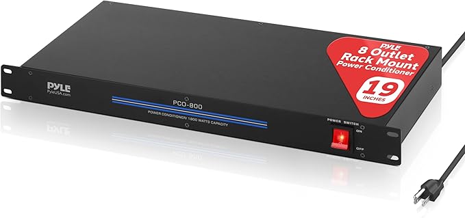 Pyle 1800W 8-Outlet Rack Mount Power Conditioner - 15 Amp Surge Protector - by PyleUSA