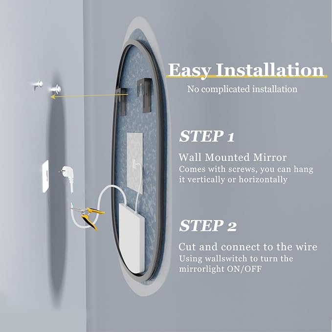 LUVODI Lighted LED Bathroom Mirror: 32”x24”Irregular Stone Pattern Frosted Wall - Image 8