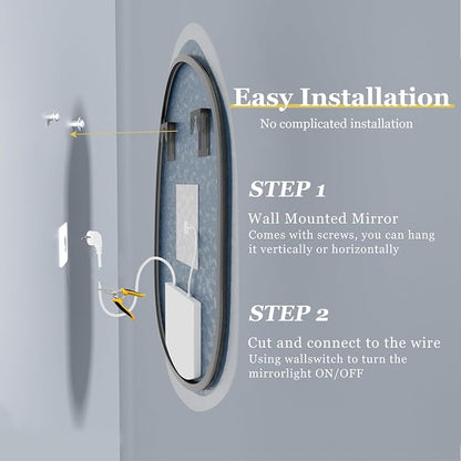 LUVODI Lighted LED Bathroom Mirror: 32”x24”Irregular Stone Pattern Frosted Wall - Image 8