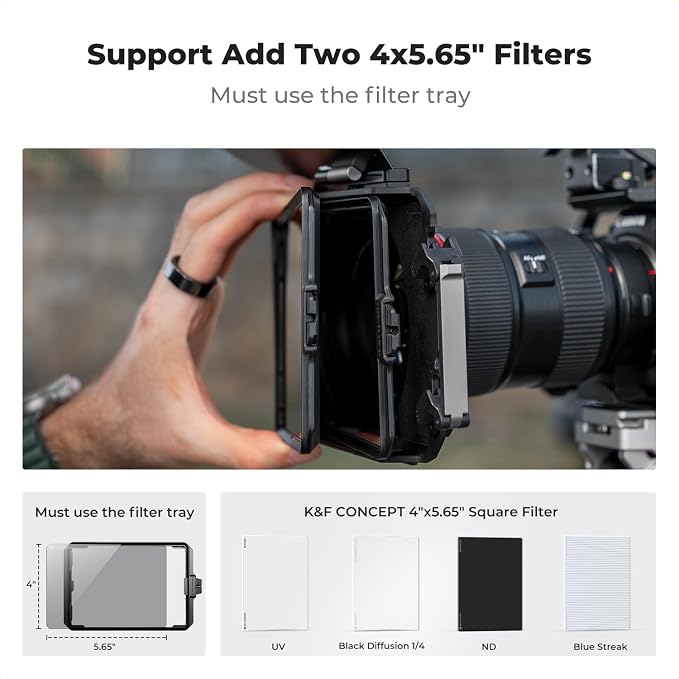 K&F CONCEPT Mini Matte Box +Black Mist 1/4 Filter Kit, DSLR Camera Matte Box - Image 3
