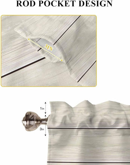 Vintage Country Wooden Board Window Valance Curtains, Gradient Wood Grain Line - Image 6