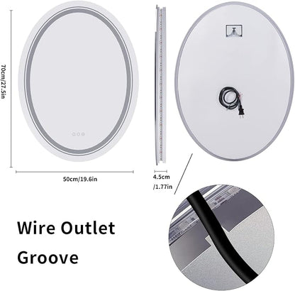 LUVODI Lighted LED Bathroom Mirror: 28”x20” Oval Wall Mounted Makeup Mirror - Image 9