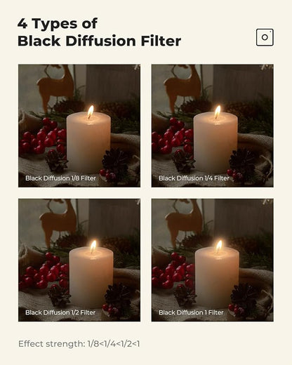 K&F CONCEPT 77mm Black Diffusion 1/4 Filter Mist Cinematic Effect Filter - Image 6