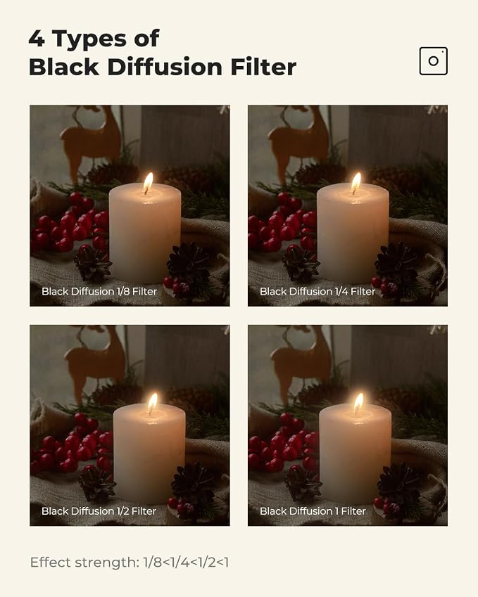 K&F CONCEPT 37mm Black Diffusion 1/4 Filter Mist Cinematic Effect Filter - Image 6
