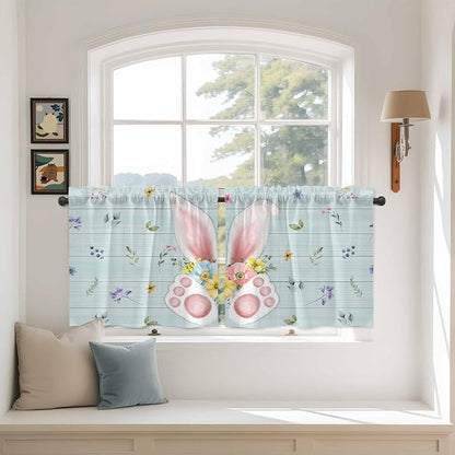 Easter Kitchen Tier Curtains 36 Inch Long 2 Panel Set, Rod Pocket Half Window by Unknown