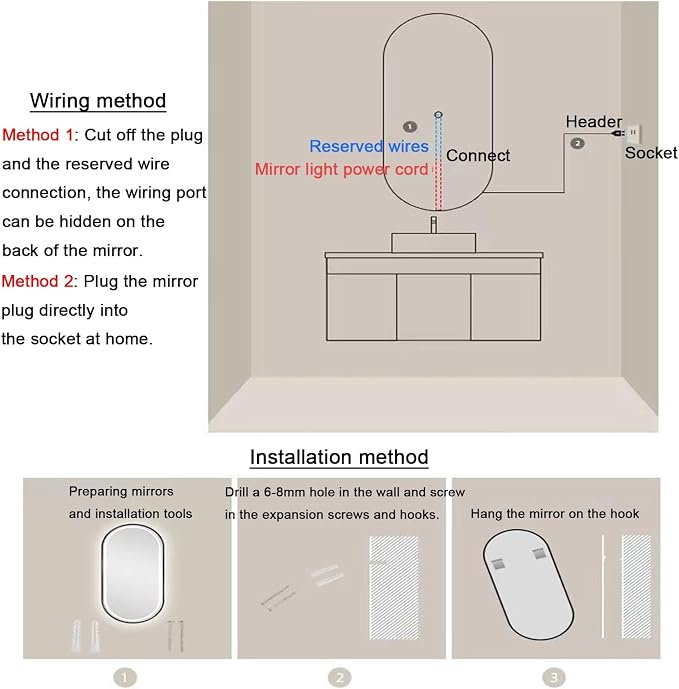 Bathroom Mirror with LED Lights，Bathroom Led Mirror ，Backlit Bathroom Mirror - Image 9
