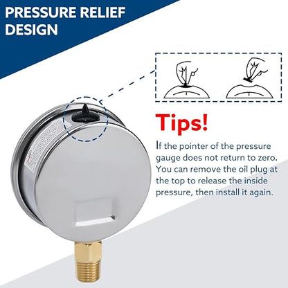 SENCTRL 0-600 Psi Glycerin Liquid Filled Pressure Gauge, 2.5" Dial Size - Image 5