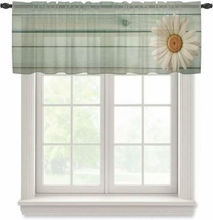 Daisy Flower Sheer Valances for Windows 60"x18", Light Filtering Kitchen by Unknown