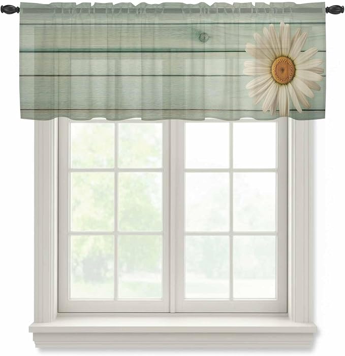 Daisy Flower Sheer Valances for Windows 42"x12", Light Filtering Kitchen by Unknown