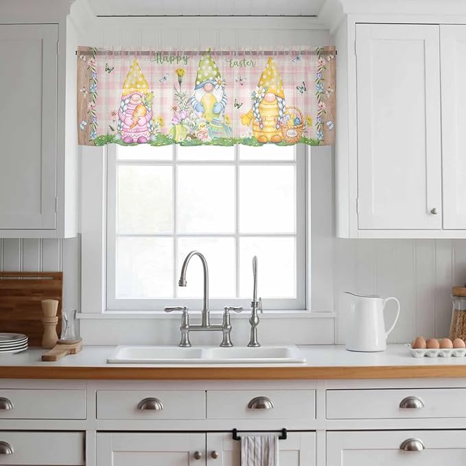 Happy Easter Sheer Valances for Windows 42"x18", Light Filtering Kitchen - Image 3