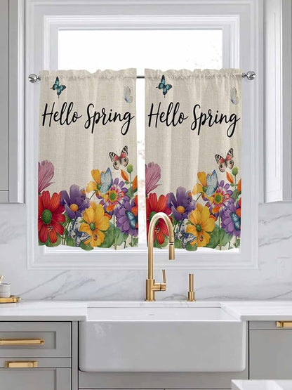 Spring Flowers Kitchen Curtains 54 Inches length, Farmhouse Vintage Country - Image 3