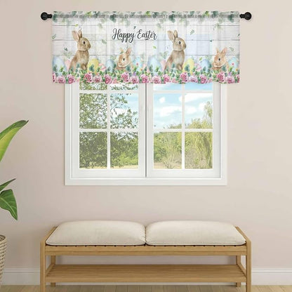 Easter Sheer Valances for Windows 42"x12", Light Filtering Kitchen Curtains - Image 4