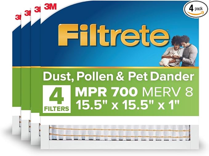 Filtrete 15.5x15.5x1 AC Furnace Air Filter, MPR 700, MERV 8, Tough on Pollen by Filtrete