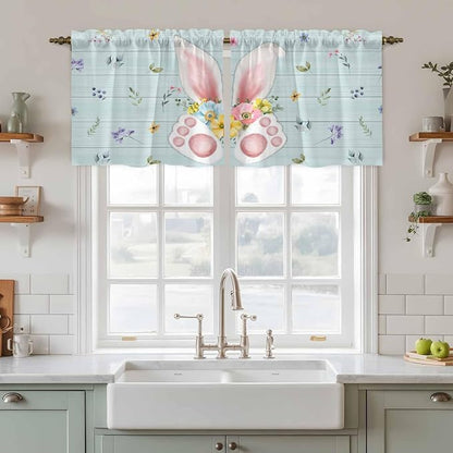 Easter Kitchen Tier Curtains 24 Inch Long 2 Panel Set, Rod Pocket Cafe Small - Image 3