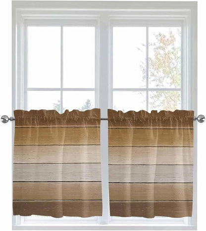 Vintage Brown Gradient Wood Grain Window Valance Curtains, Farmhouse Wood Barn - Image 9