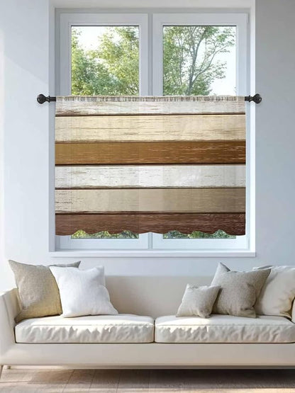 Sheer Curtains 45 Inch Length, Vintage Geometric Brown Semi Sheer Curtains - Image 4
