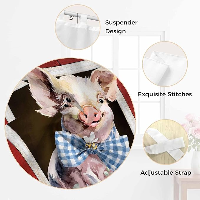 Pig Sunflowers Living Room Curtains 96 Inch Length, Window Curtains Tab Top - Image 6