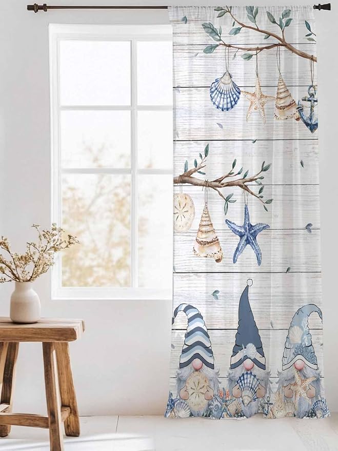 Sheer Curtains 84 Inches Long, Coastal Eucalyptus Semi Sheer Curtains Light - Image 3