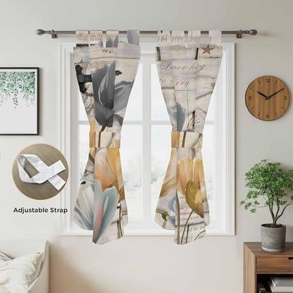 Spring Tulips Flower Bathroom Curtains 63 Inch Length, Window Curtains Tab Top - Image 5