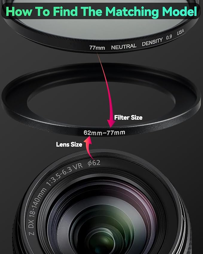 52-58mm Metal Step-Up/Down Ring Adapter Compatible - Image 4