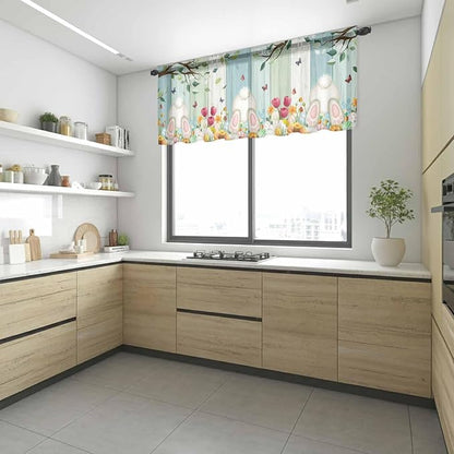 Easter Sheer Valances for Windows 42"x18", Light Filtering Kitchen Curtains - Image 6