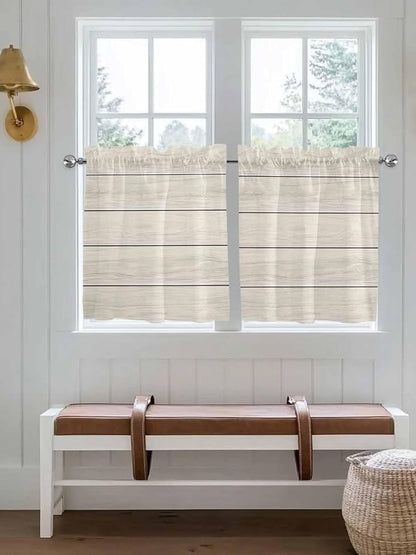 Vintage Country Wooden Board Window Valance Curtains, Gradient Wood Grain Line by IDOWMAT