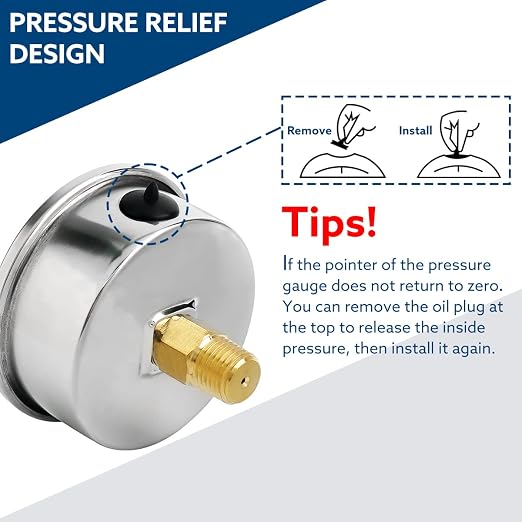 SENCTRL 0-60 Psi Glycerin Liquid Filled Low Pressure Gauge, 2.5" Dial Size - Image 5