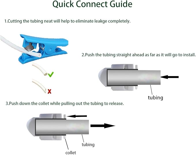 Push to Connect Fittings for Reverse Osmosis Water Filter 1/4" Equal Straight - Image 4