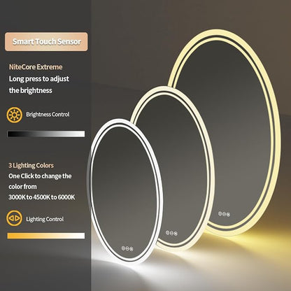 LUVODI Lighted LED Bathroom Mirror: 32”x24” Oval Wall Mounted Dimmable Makeup - Image 4