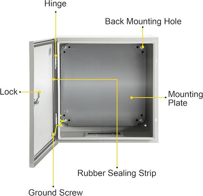 VEVOR NEMA Steel Enclosure, IP66 Waterproof & Dustproof, Outdoor/Indoor - Image 9