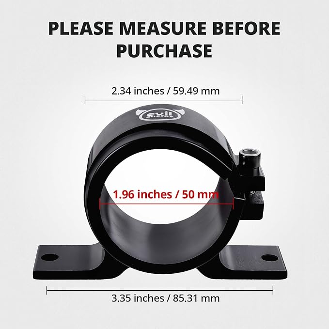 EVIL ENERGY 50mm Fuel Filter Mounting Bracket, Fuel Pump Clamp Holder Black - Image 4