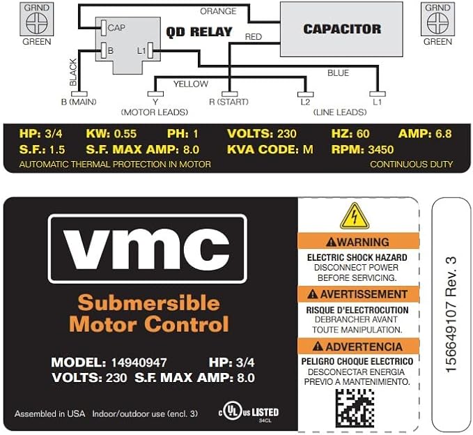 Red Lion RLCB07-230 3/4-HP 230-Volt VMC Control Box - Image 7