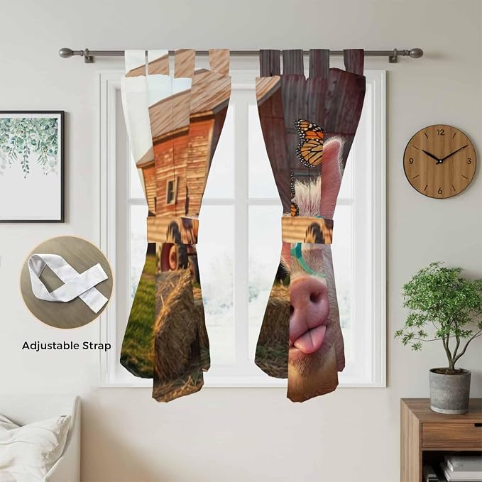 Farm Pig Living Room Curtains 84 Inch Length, Window Curtains Tab Top, - Image 5