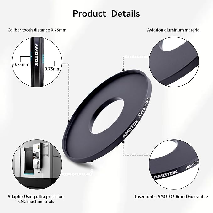 43mm to 82mm Lens adapter/43mm Lens to 82mm Camera Filters Ring Compatible All - Image 3